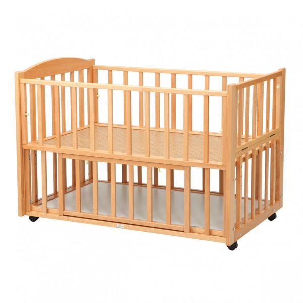 日本製 スリーオープンベビーベッド b-sideDX(ナチュラル)