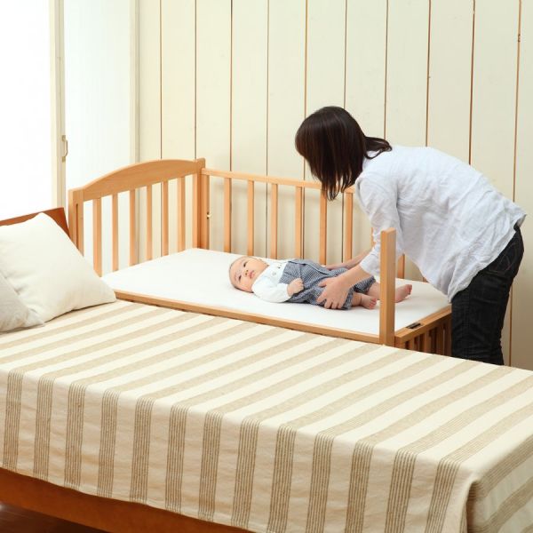 日本製 スリーオープンベビーベッド b-sideDX(ナチュラル)