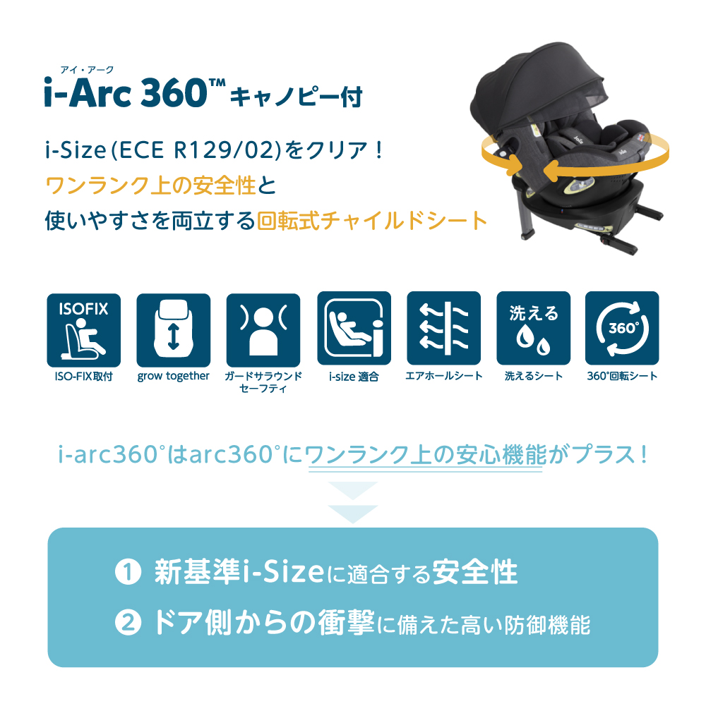 Joie チャイルドシート i-arc360°キャノピー付｜新商品 KATOJI